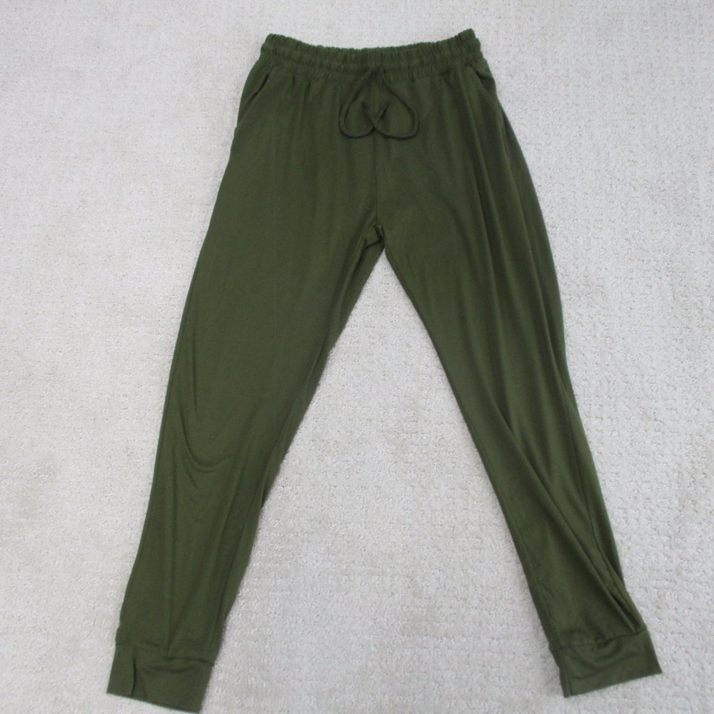 LA12ST Pants Women's Medium Green Adjustable String Comfort Flowy Pockets